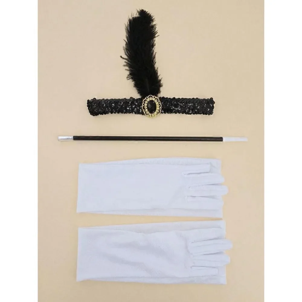 🤍✨ 6PCS 1920s White Accessories Flapper Great Gatsby Retro Costume Set NEW